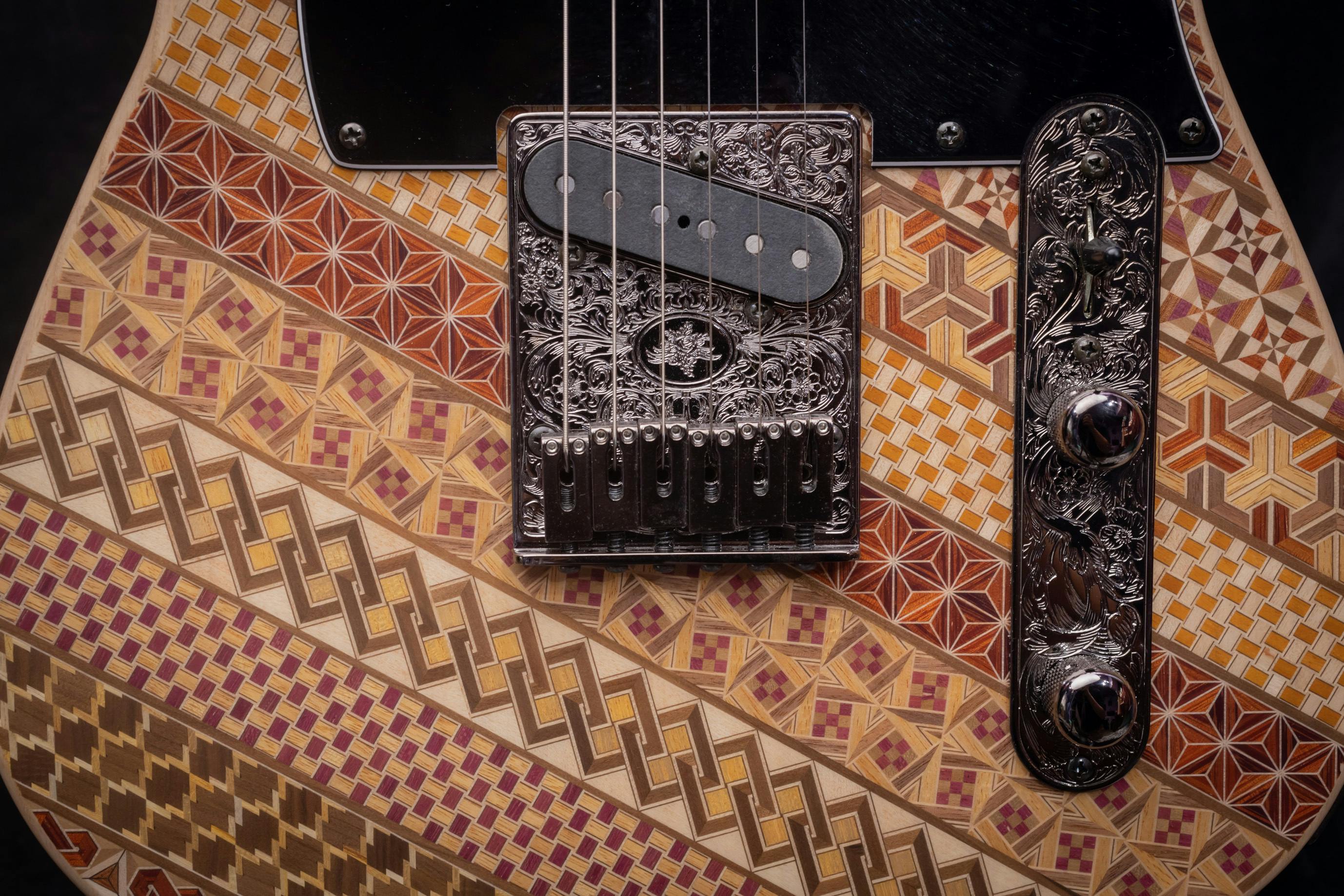 寄せ木アート　エレキギター　ハンドメイド　インテリア　銘木寄せ木 寄せ木アート エレキギター ハンドメイド インテリア 銘木寄せ木