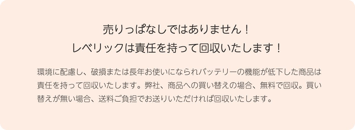 売りっぱなしではありません!レベリックは責任を持って回収いたします!