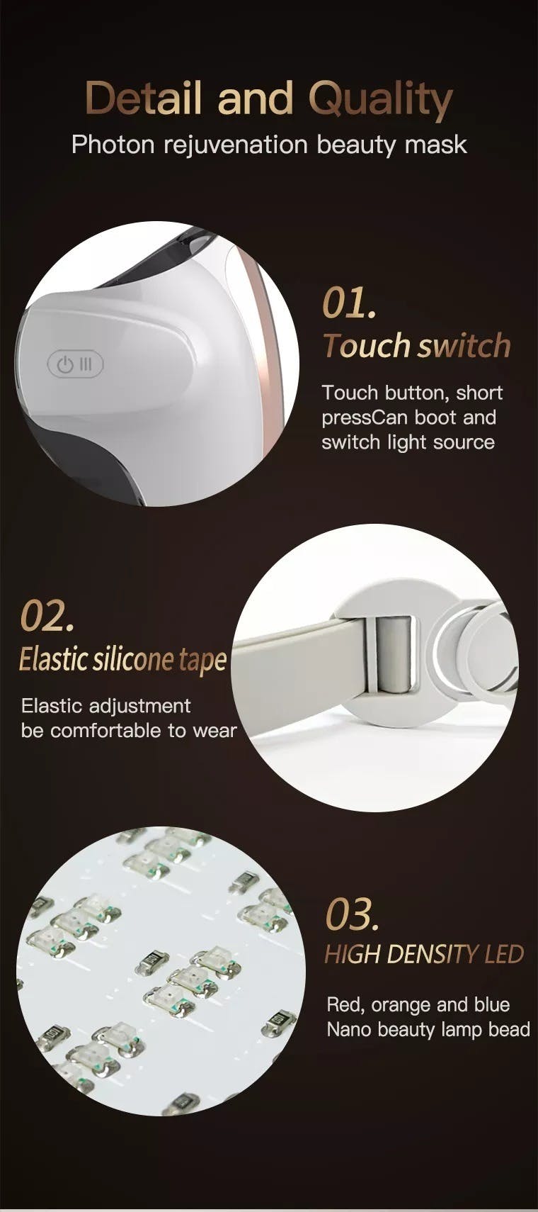 2022 New Korea Beauty Equipment 3 colors Light Therapy Face Led Mask Mascara Facial Led Face Mask