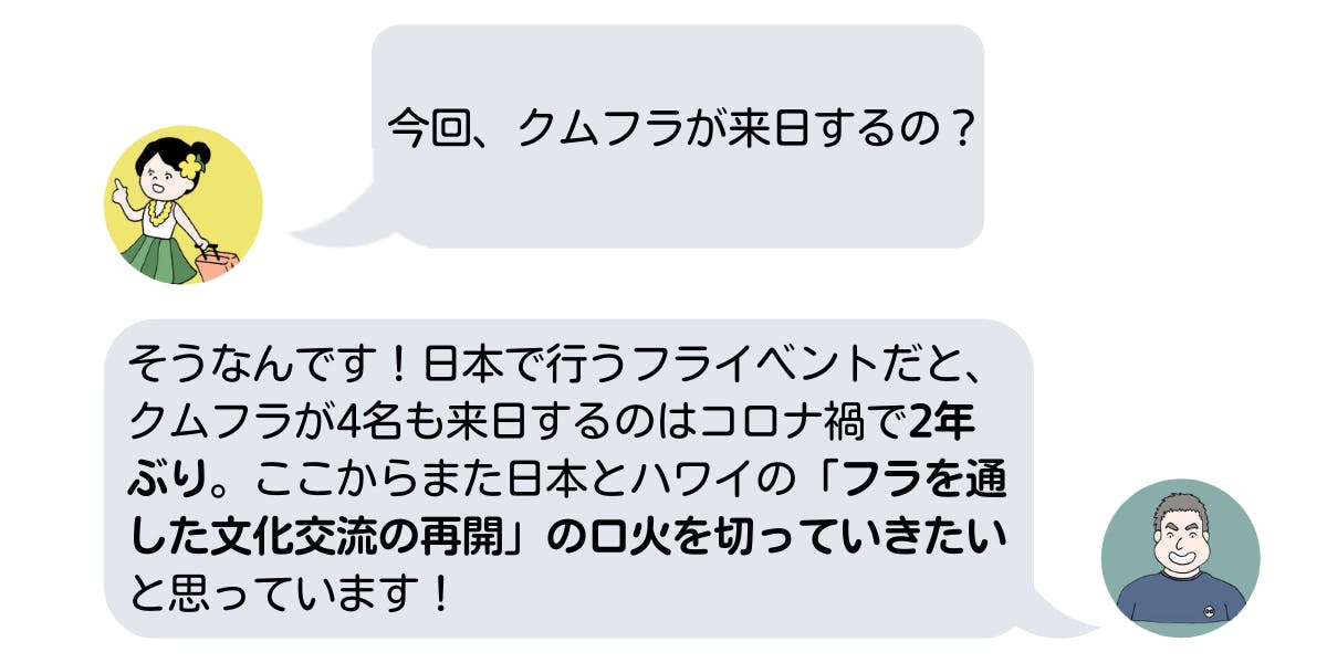 クムフラが来日するの？→YES。ここからハワイとの文化交流の再開を！