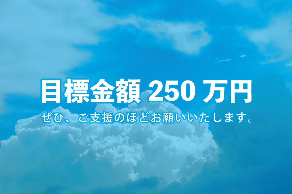 目標金額は250万円。ぜひ、ご支援のほどお願いいたします。