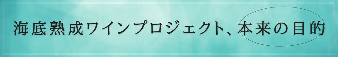 -海底熟成ワインプロジェクト、本来の目的-