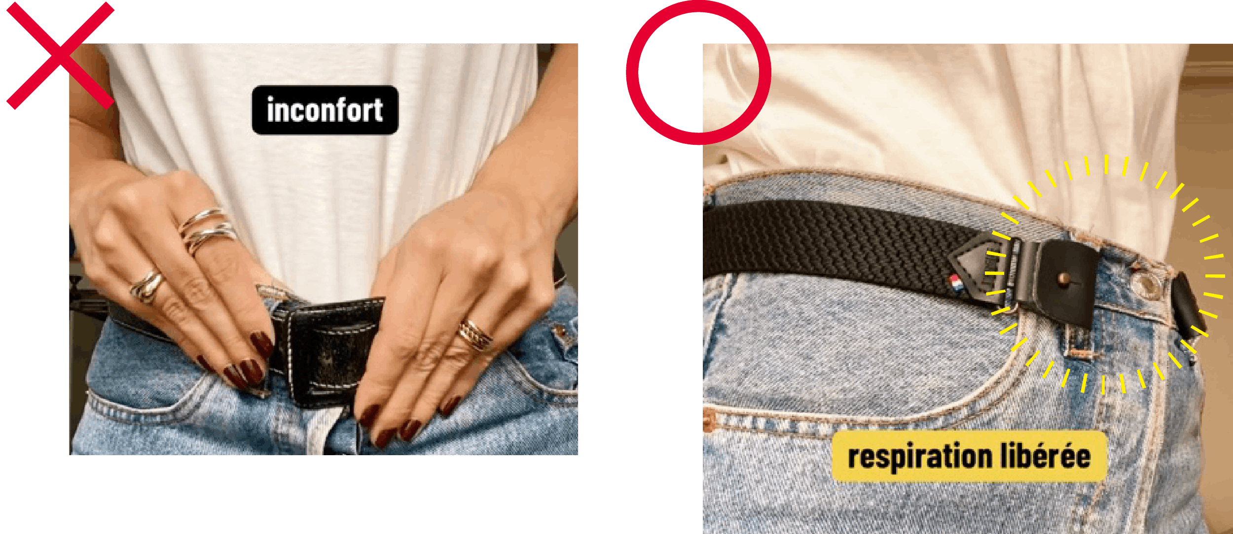 バックルがあるベルトは不快 リベルテは快適