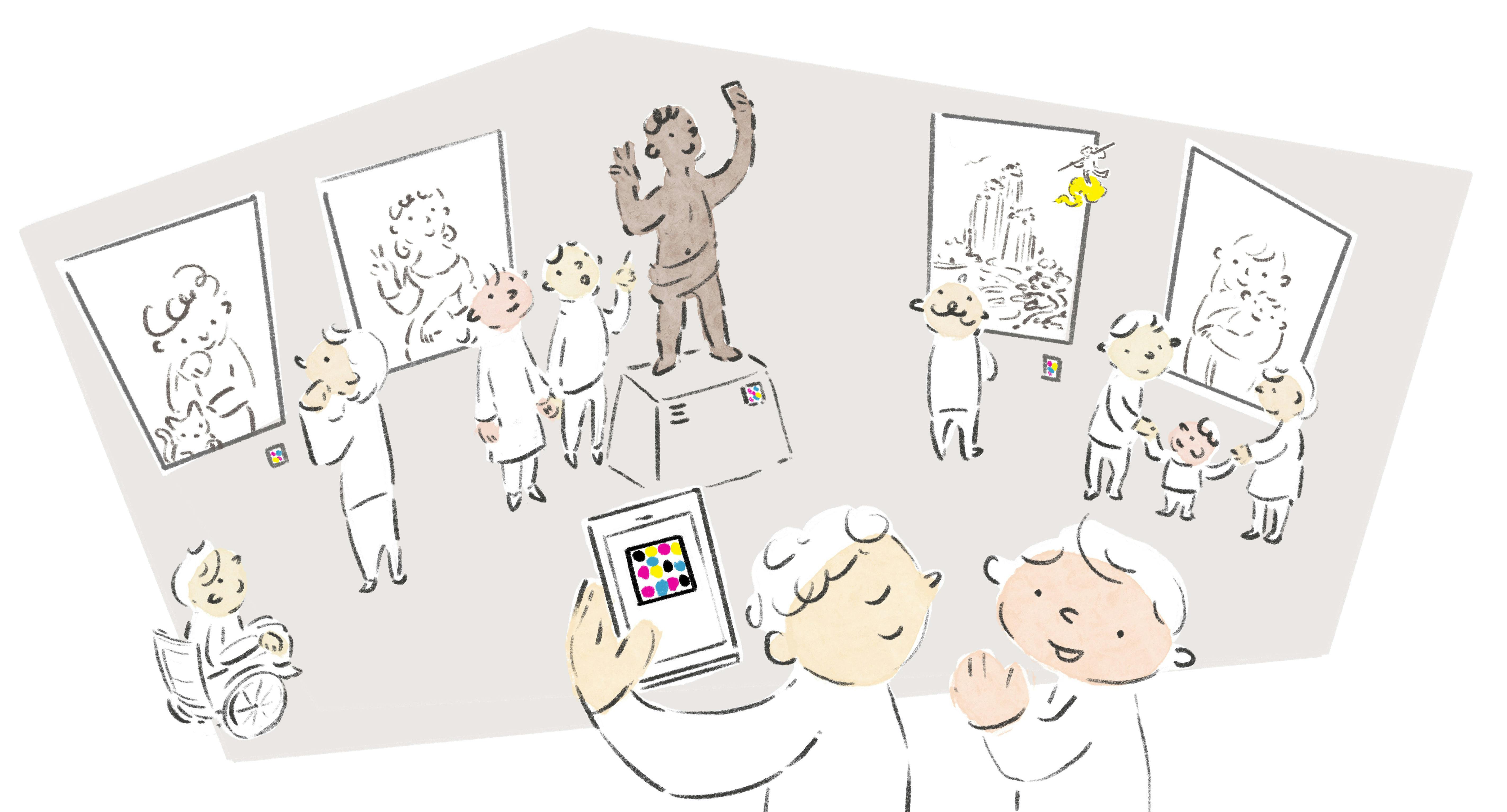 ナビレンスを美術館で使用しているイラスト