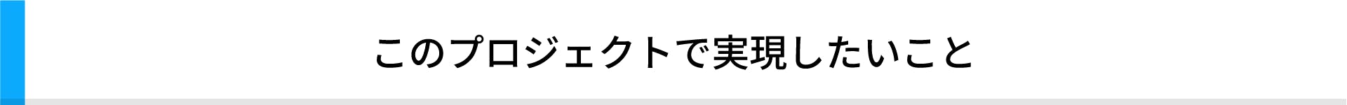 このプロジェクトで実現したいこと
