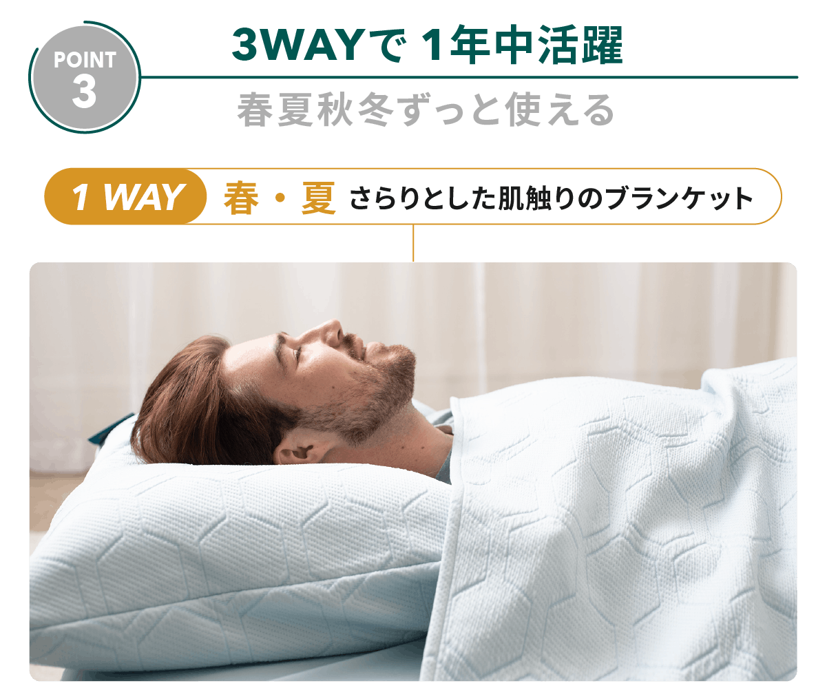 スリープブランケットHILU 10年以上衣替え不要！世界初新素材100%体温に合うスリープ