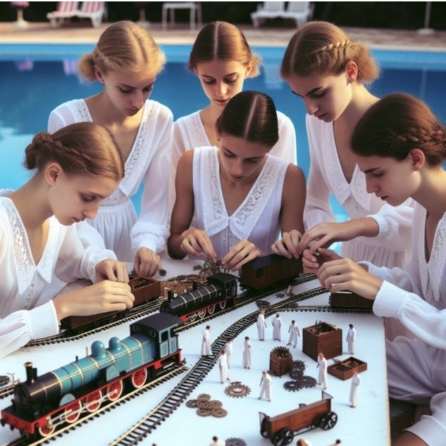 夏休み自由研究プラモ作り教室のイメージ（生成AIによる画像）