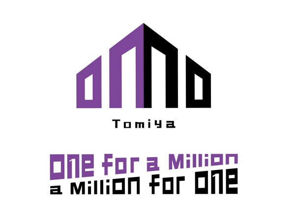 OMO Tomiyaのロゴです。OMOは「One for a Million, a Million for One」