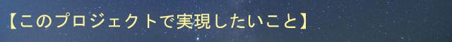 【このプロジェクトで実現したいこと】