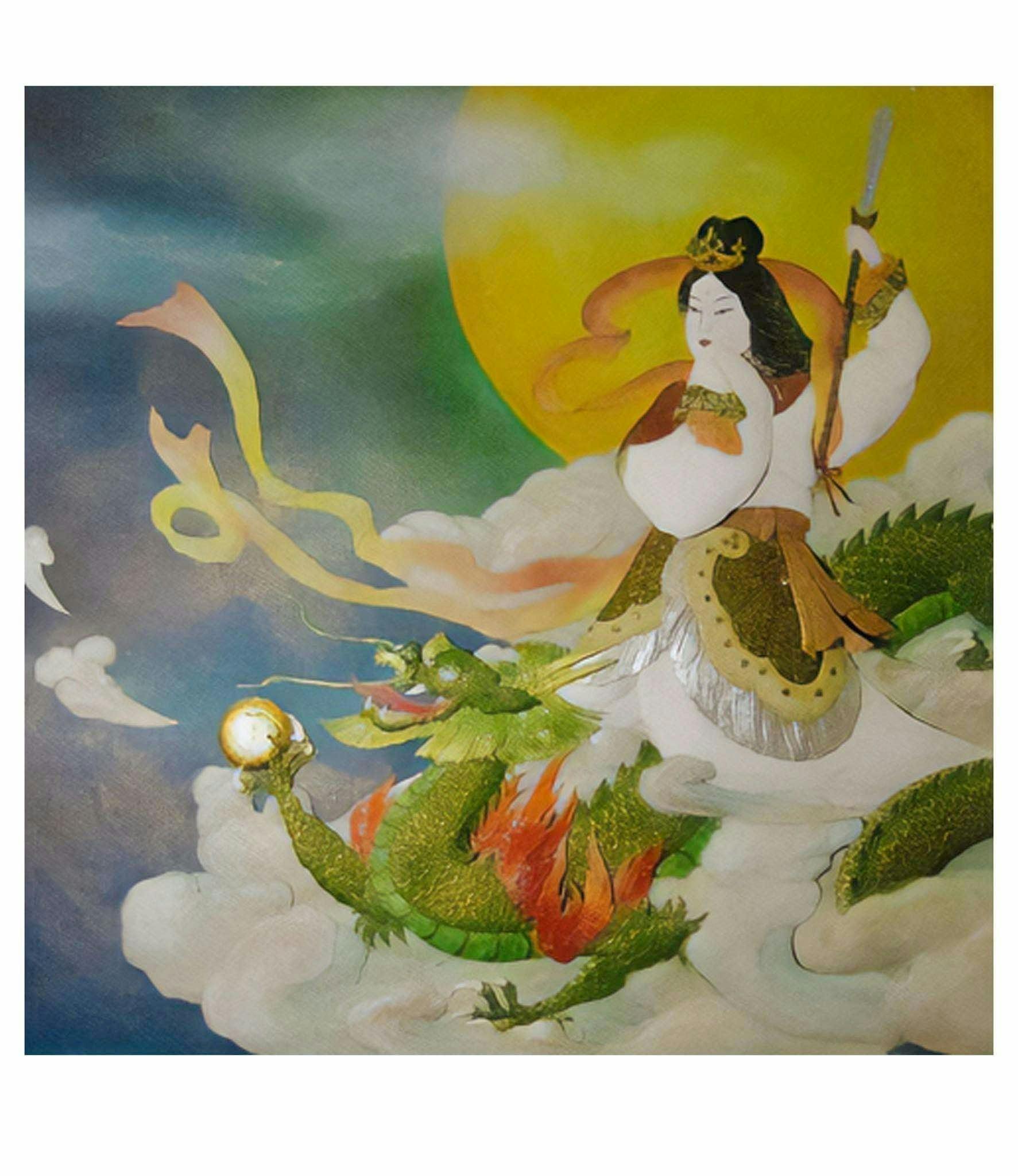 昔は有名な荒川夏子　古典絵　古代壁画女人像　1982年貼り絵細工　絵画　金粉加工 昔は有名な荒川夏子 古典絵 古代壁画女人像 1982年貼り絵細工