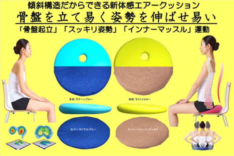 骨盤を起立させやすく姿勢を伸ばせるやすい「新体感エアークッション