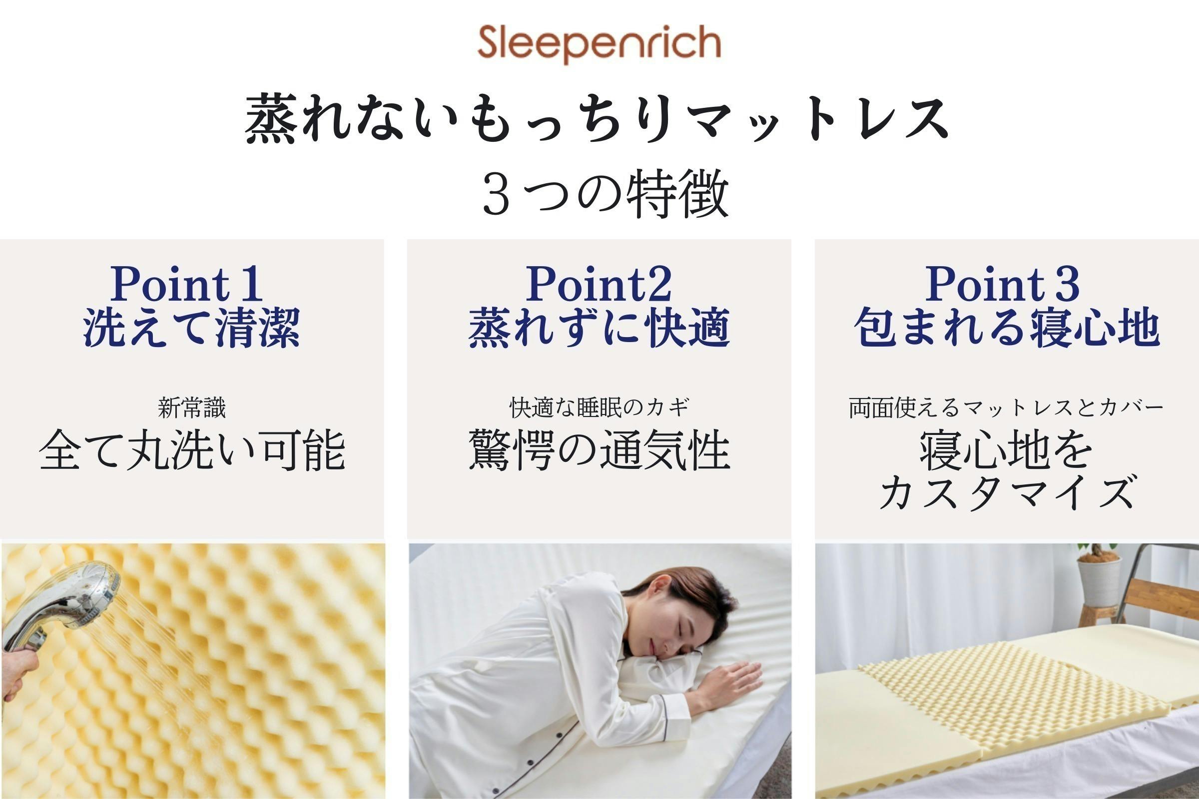 通気性11倍で蒸れないマットレス。もっちりとした寝心地で至福の睡眠 通気性11倍で蒸れないマットレス。もっちりとした寝心地で至福の睡眠