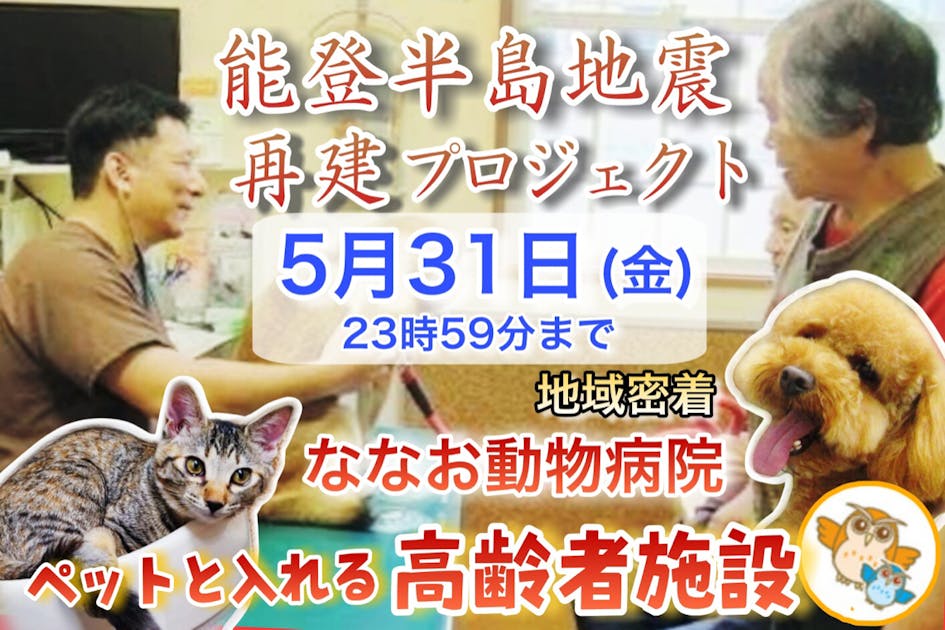 「能登半島地震」ななお動物病院/日本初のペットと入れる高齢者施設を再建させたい！