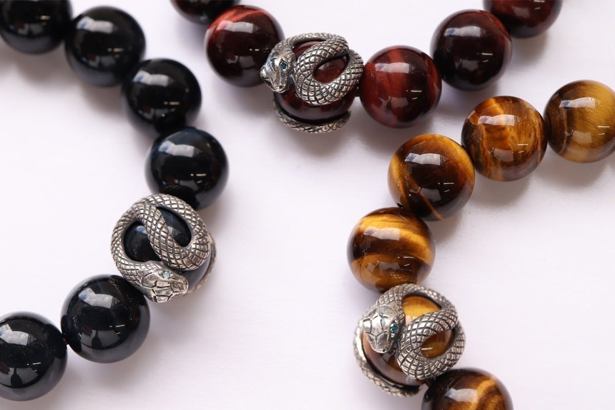 初虎様　おまとめ　ブレスレット 虎目石 八体梵字入り ブレスレット 水晶切子コンビ仕立ての通販 - お香