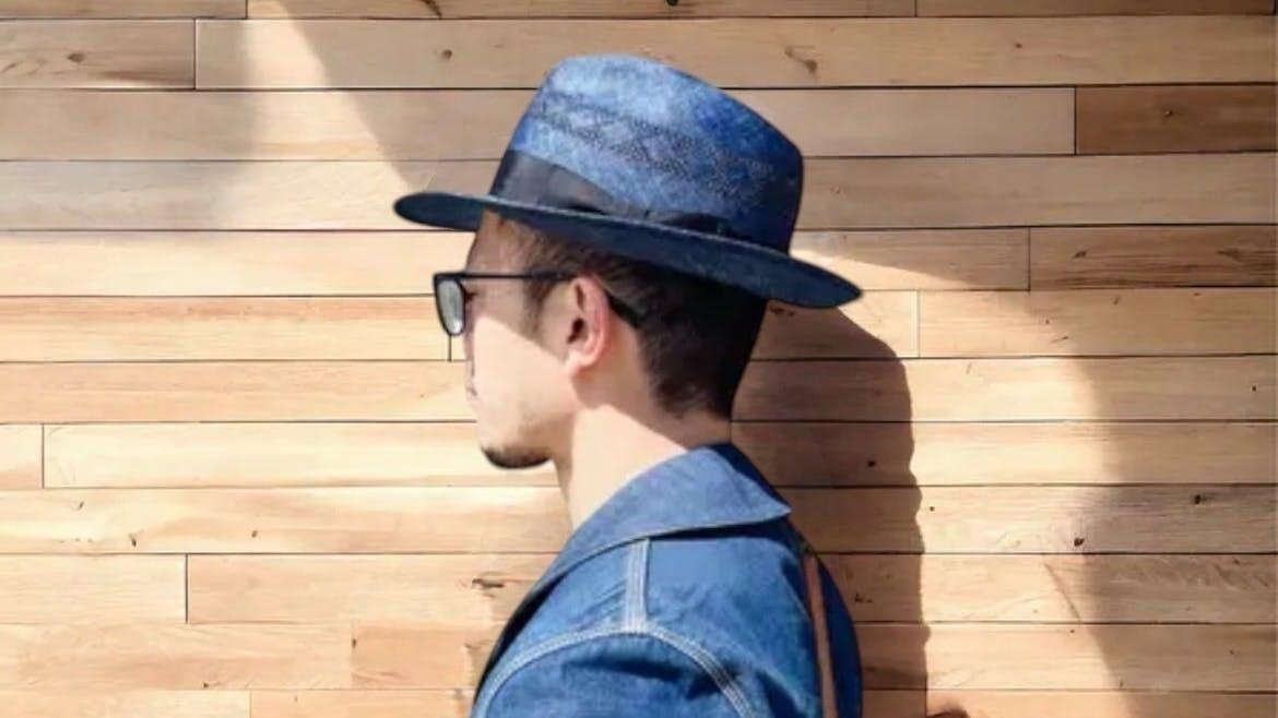 キャピタルストローハット藍染手縫いリメイク キャピタルストローハット藍染手縫いリメイク