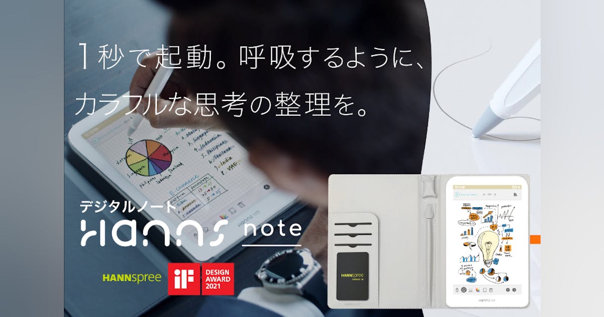 アイデア創出、思考の整理に特化「カラー表示デジタルノート Hannsnote アイデア創出、思考の整理に特化「カラー表示デジタルノート Hannsnote