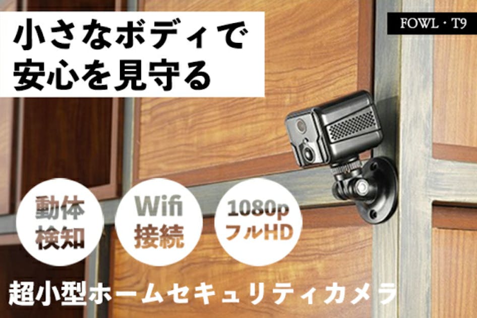 超小型ホームセキュリティカメラ「FOWL・T9」動体検知機能付 内蔵式バッテリー WIFI接続で配線工事一切不要！超小型ホームセキュリティカメラ