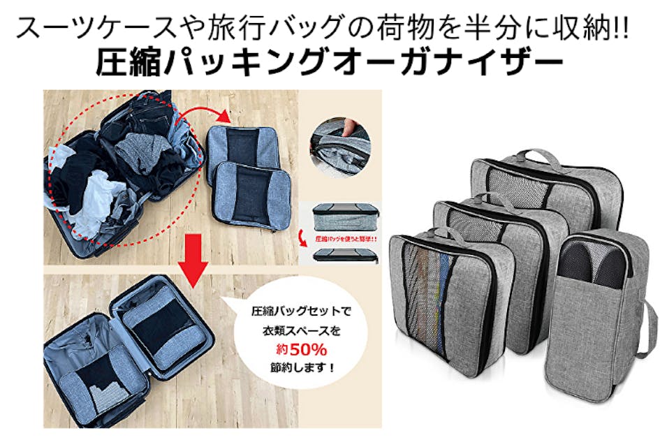 Amazon.co.jp: 旅行用収納袋 スーツケース用パッキングキューブ