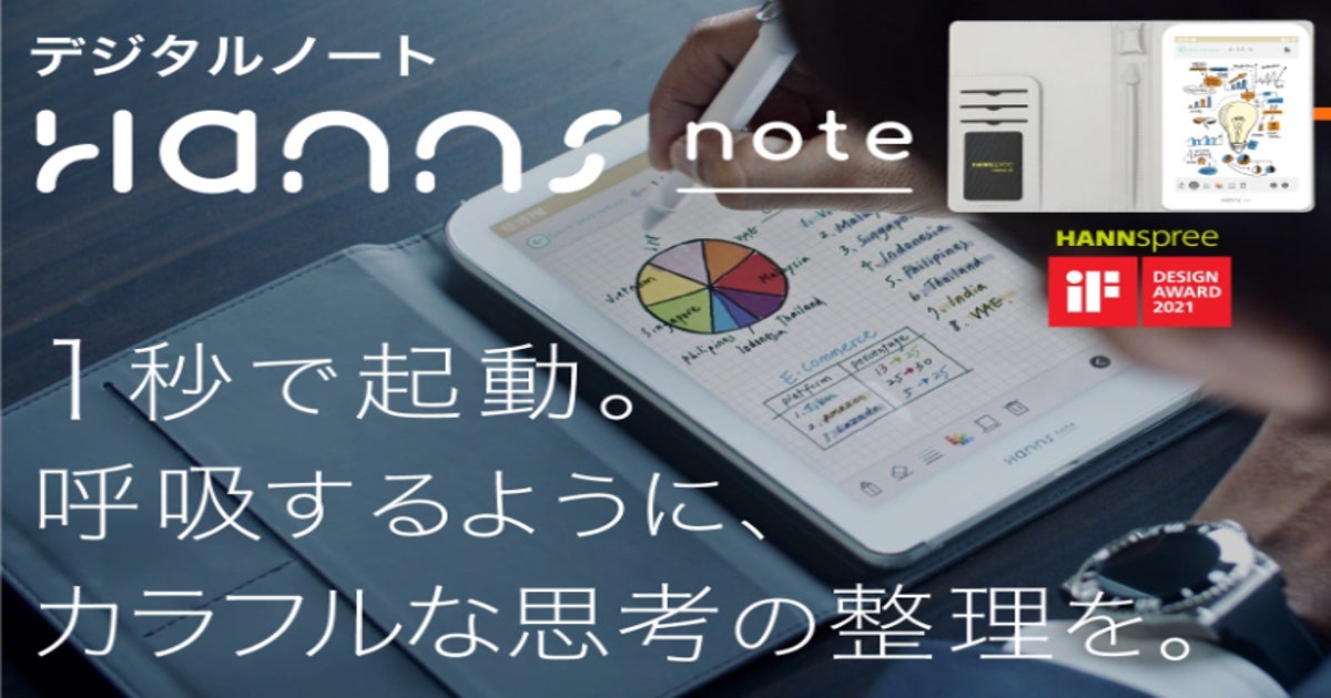 アイデア創出、思考の整理に特化「カラー表示デジタルノート Hannsnote 