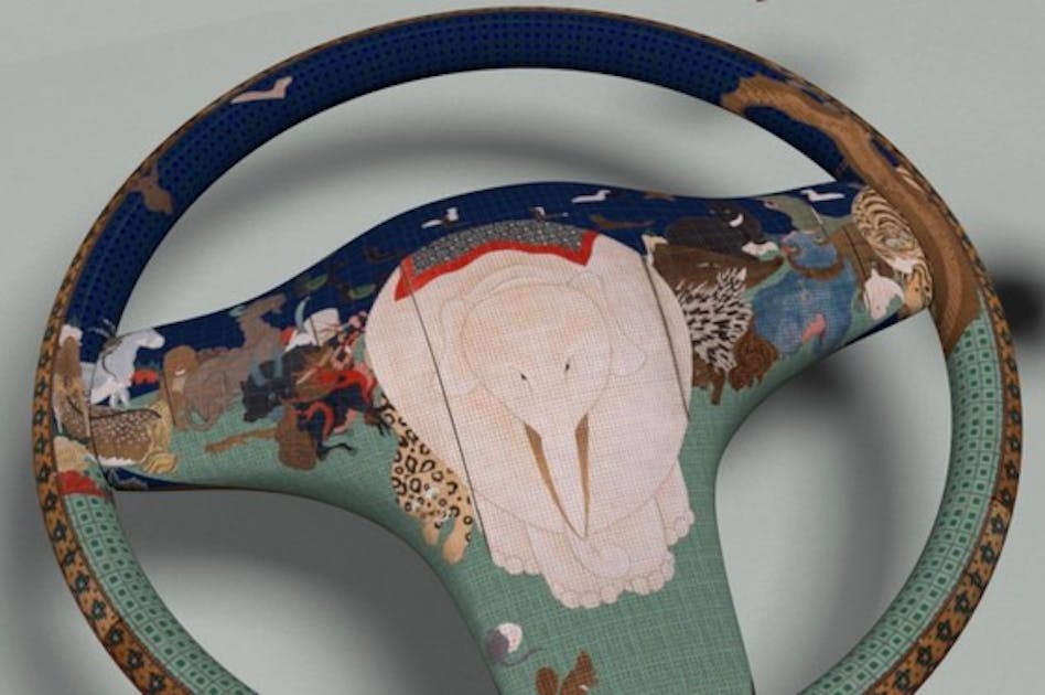 伊藤若冲「鳥獣花木図屏風」をモチーフとした漆ステアリングの